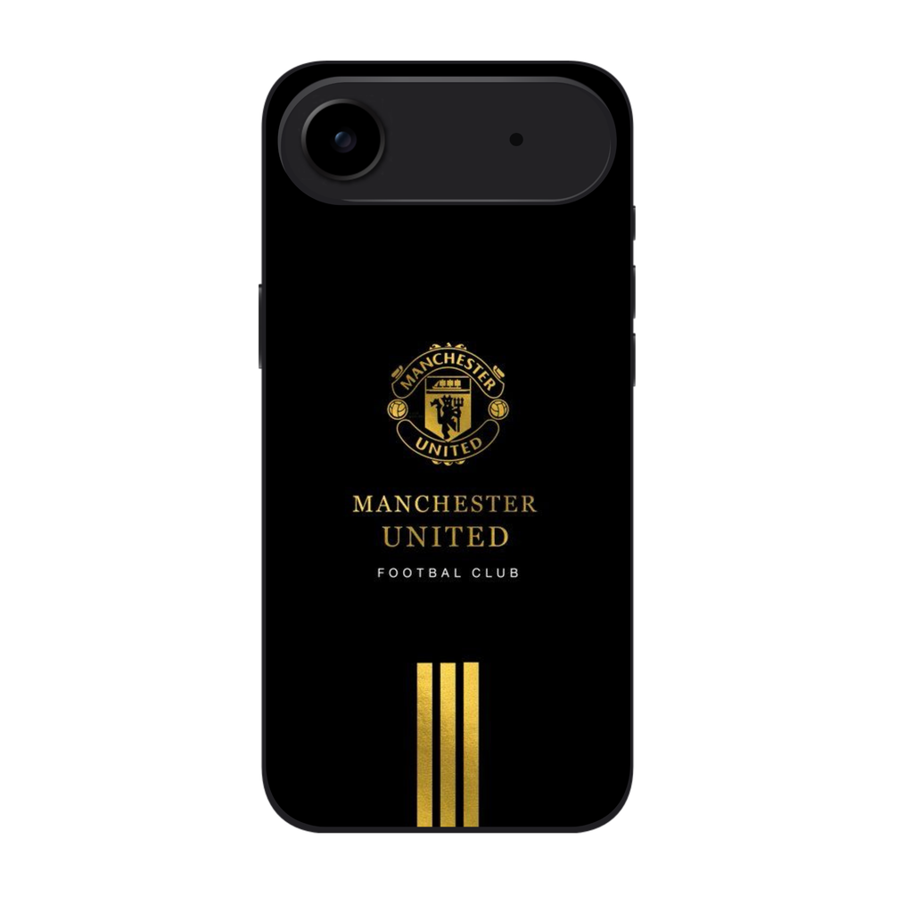 Manchester United FC Phone Case For iPhone Samsung Galaxy Pixel - Manchester United FC Metallic Gold Crest On Black Background