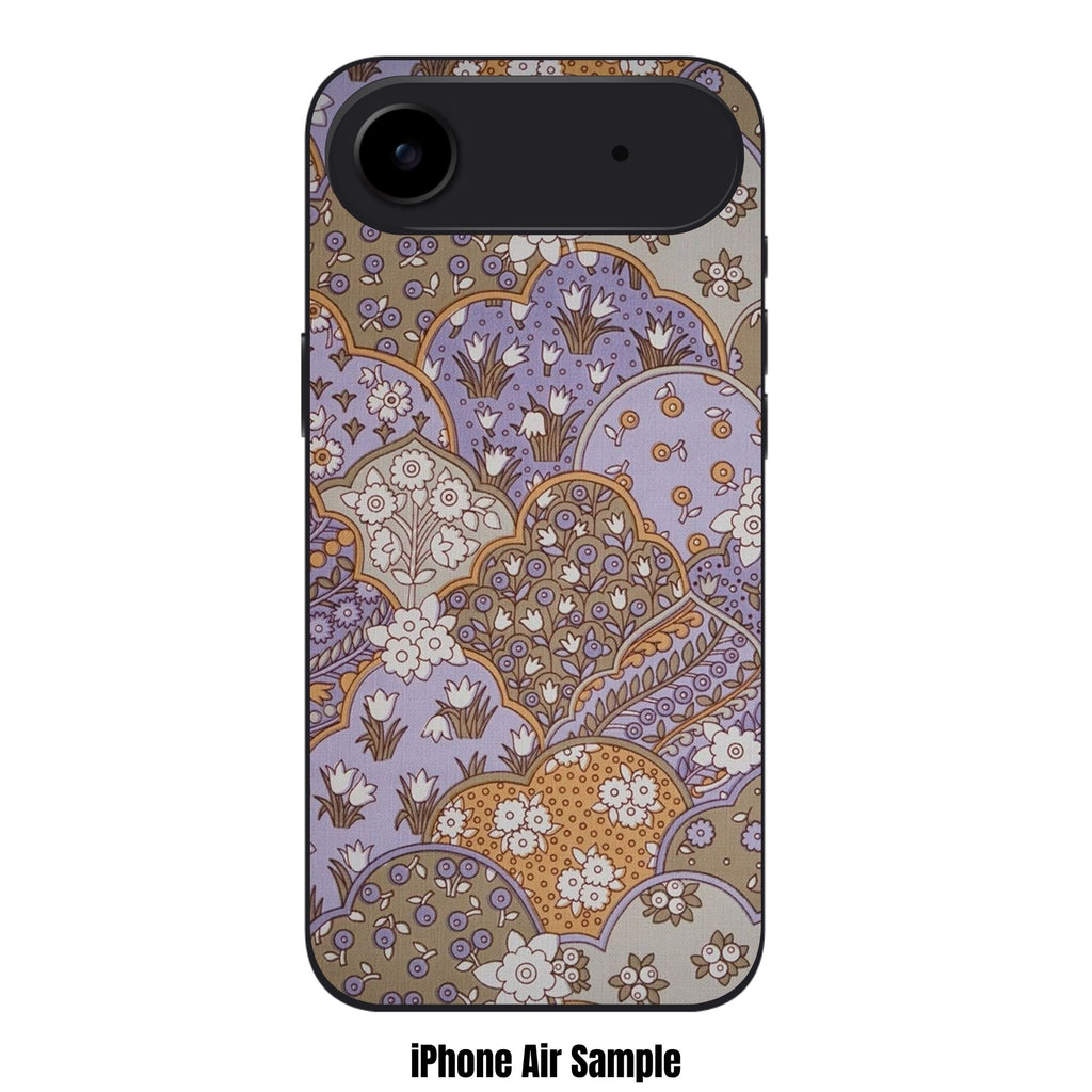 Floral Pattern Phone Case For iPhone Samsung Galaxy Pixel - Retro Floral Seigaiha Wave Pattern On Lavender Background
