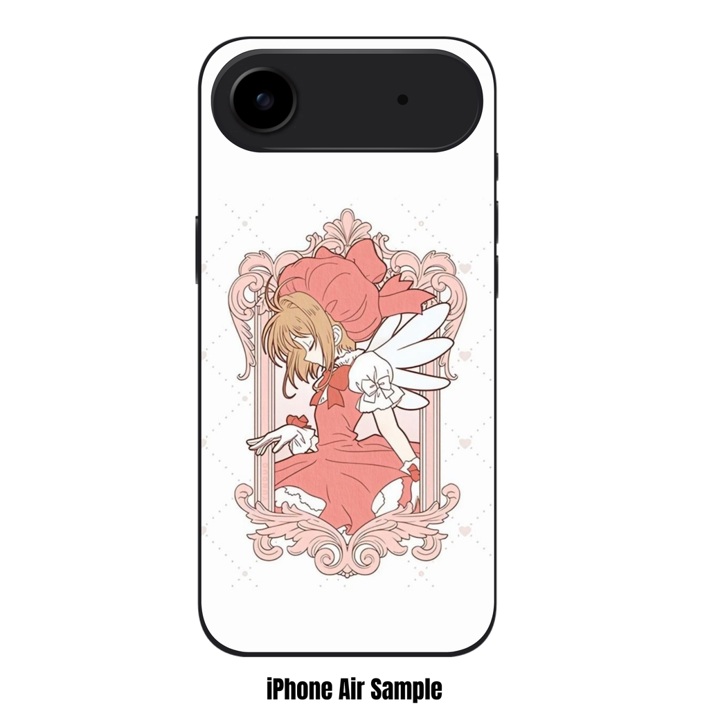 Cardcaptor Sakura Phone Case For iPhone Samsung Galaxy Pixel - Sakura Kinomoto Inside An Ornate Pink Frame On A Dotted White Background