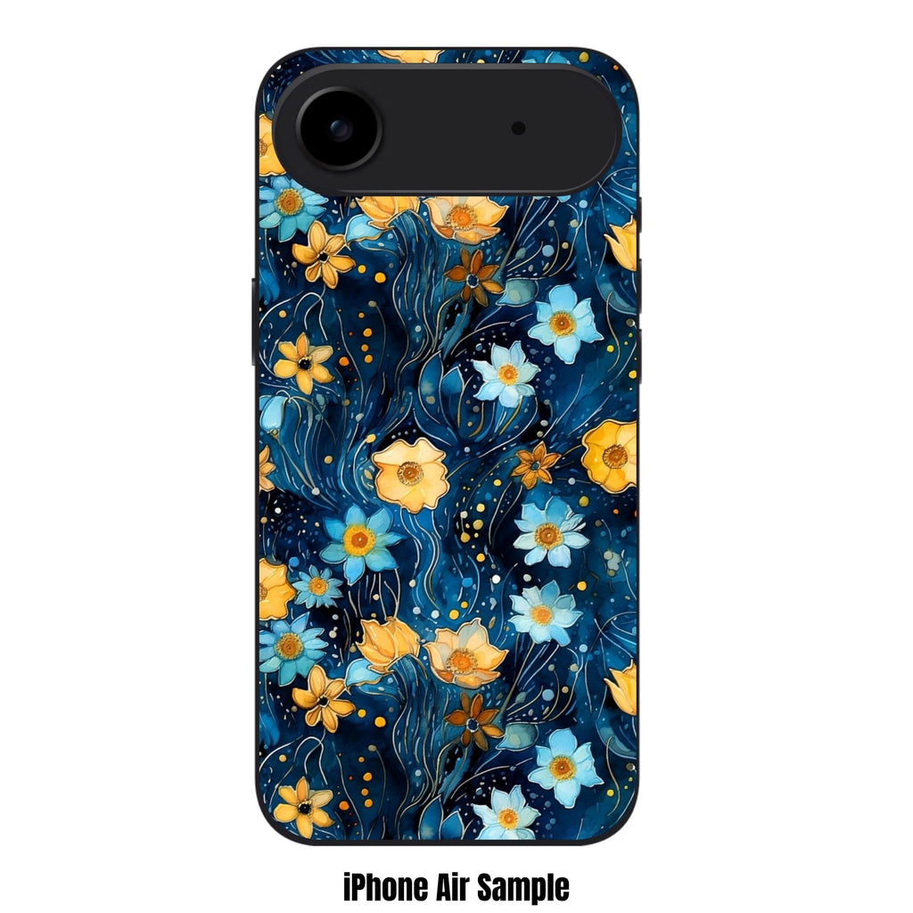 Floral Pattern Phone Case For iPhone Samsung Galaxy Pixel - Starry Night Floral Pattern On Deep Blue Background