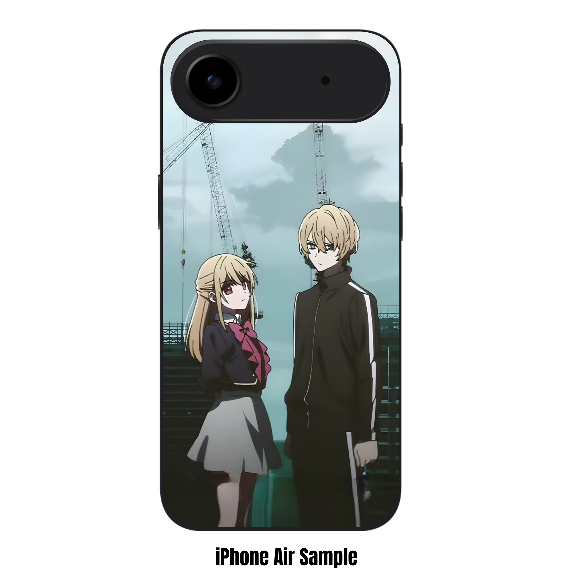 Oshi No Ko Phone Case For iPhone Samsung Galaxy Pixel - Aqua And Ruby Under Industrial Cranes