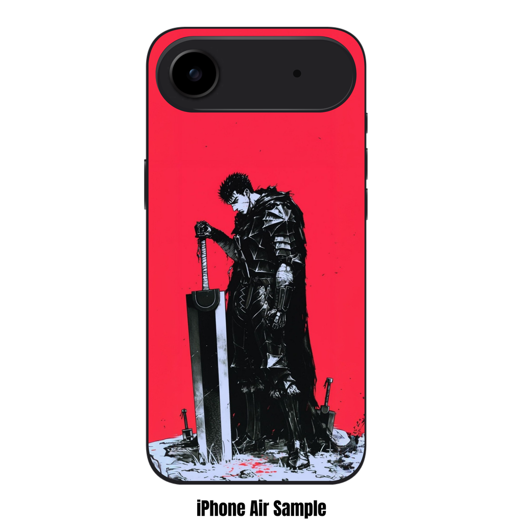 Berserk Guts Phone Case For iPhone Samsung Galaxy Pixel - Guts In Berserker Armor With Dragon Slayer On Red Background
