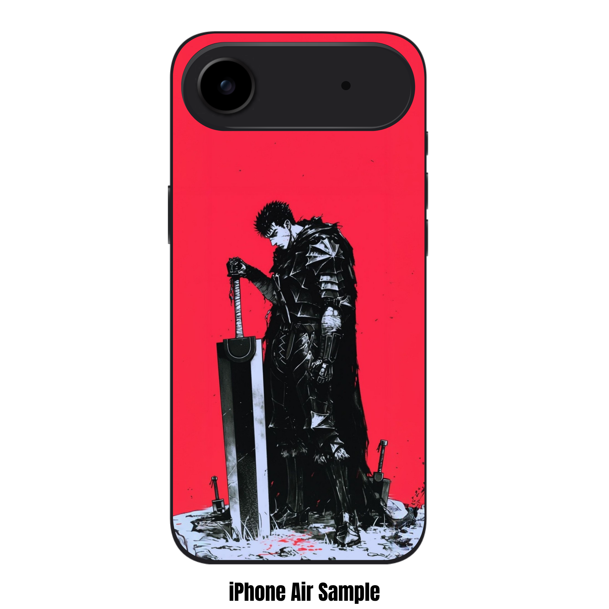 Berserk Guts Phone Case For iPhone Samsung Galaxy Pixel - Guts In Berserker Armor With Dragon Slayer On Red Background