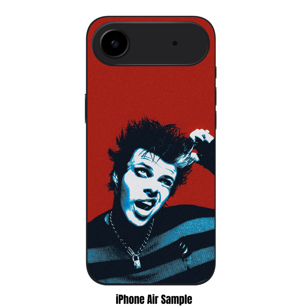 Yungblud Phone Case For iPhone Samsung Galaxy Pixel - Yungblud Stylized Blue Portrait On Textured Red Background