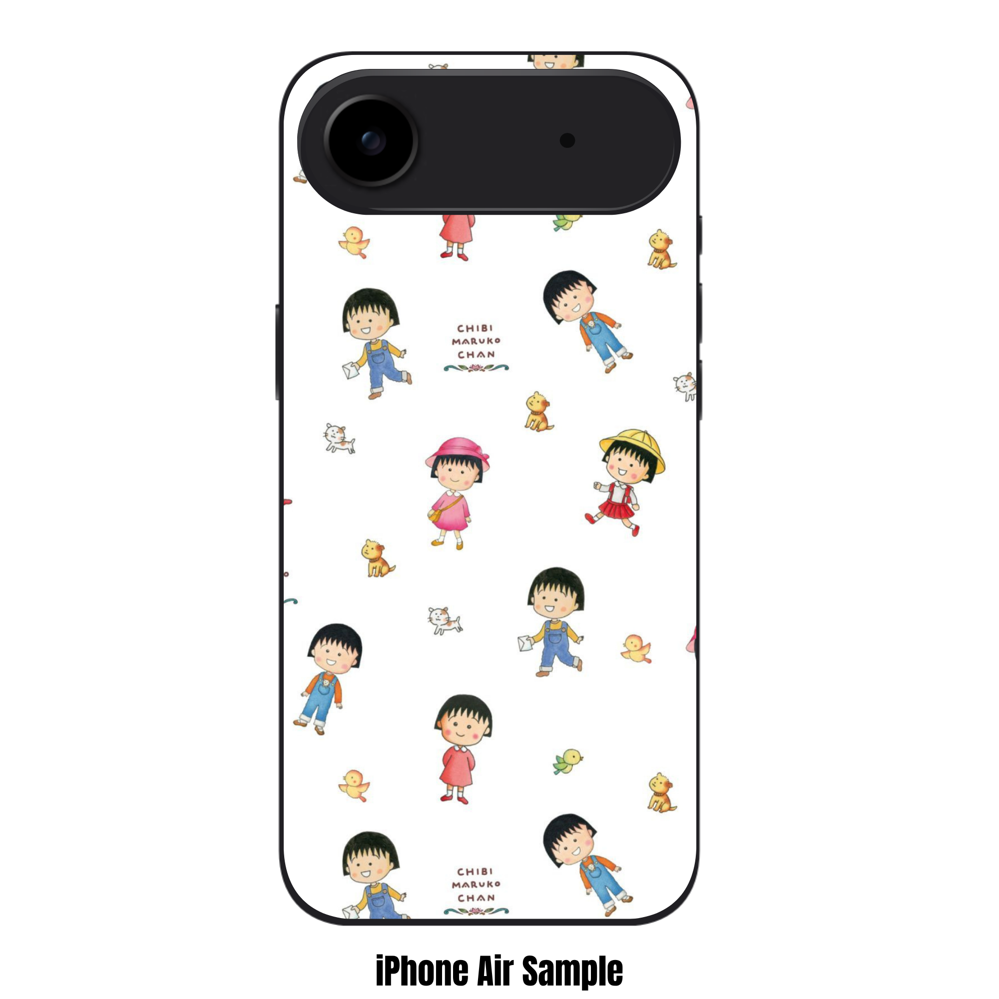 Chibi Maruko Chan Phone Case For iPhone Samsung Galaxy Pixel - Chibi Maruko Chan Various Poses Pattern On White Background
