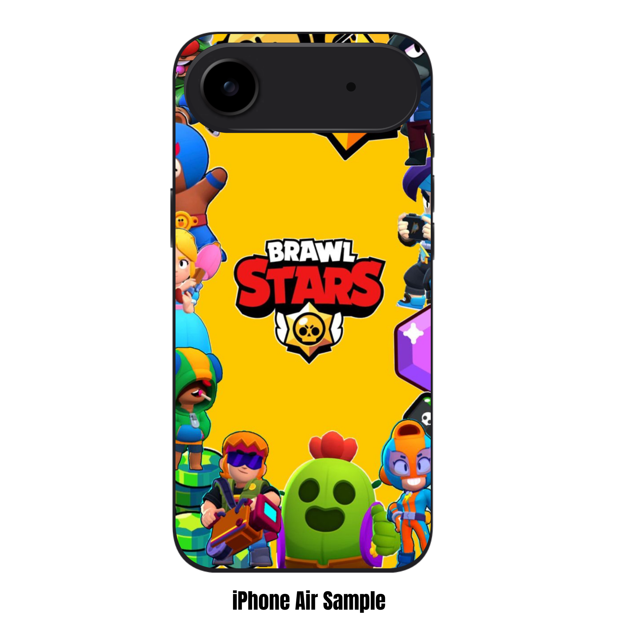 Brawl Stars Phone Case For iPhone Samsung Galaxy Pixel - Brawl Stars Logo And Brawlers Collage On Yellow Background
