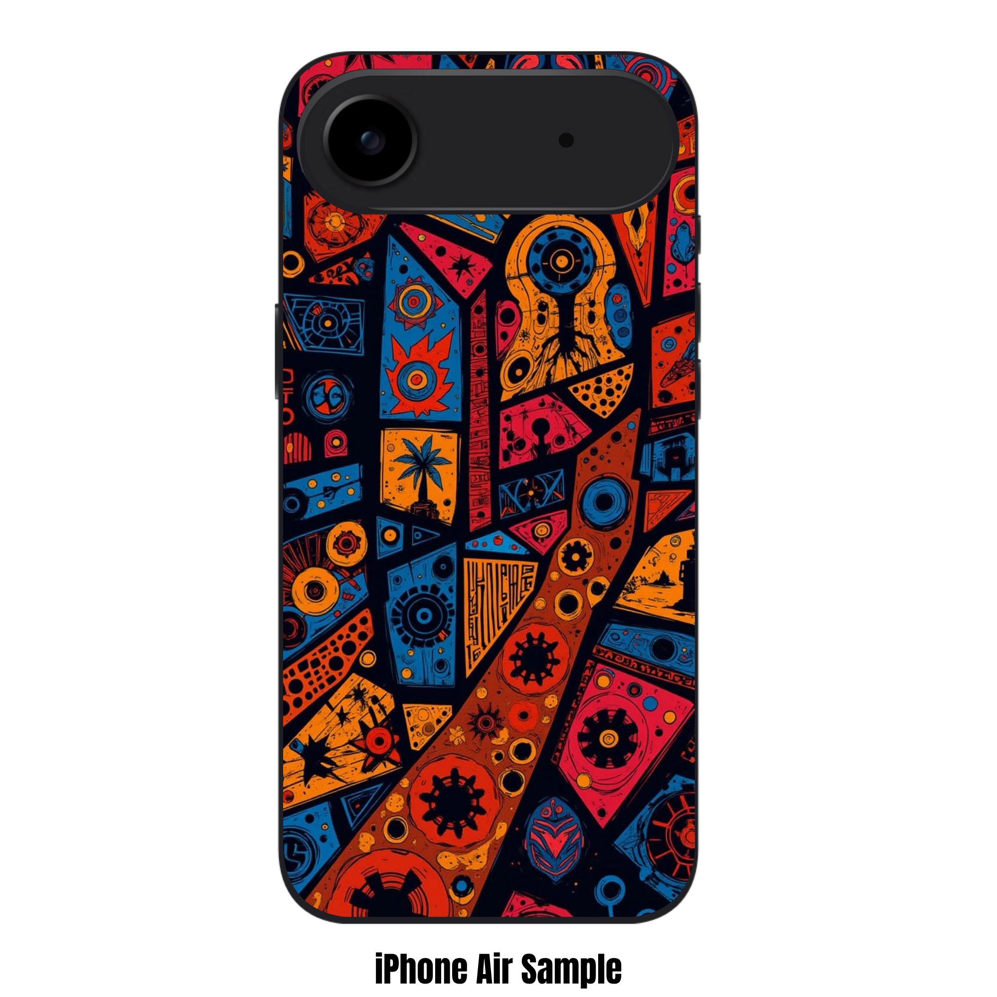 Art Print Phone Case For iPhone Samsung Galaxy Pixel - Abstract Tribal Cyberpunk Mosaic Pattern