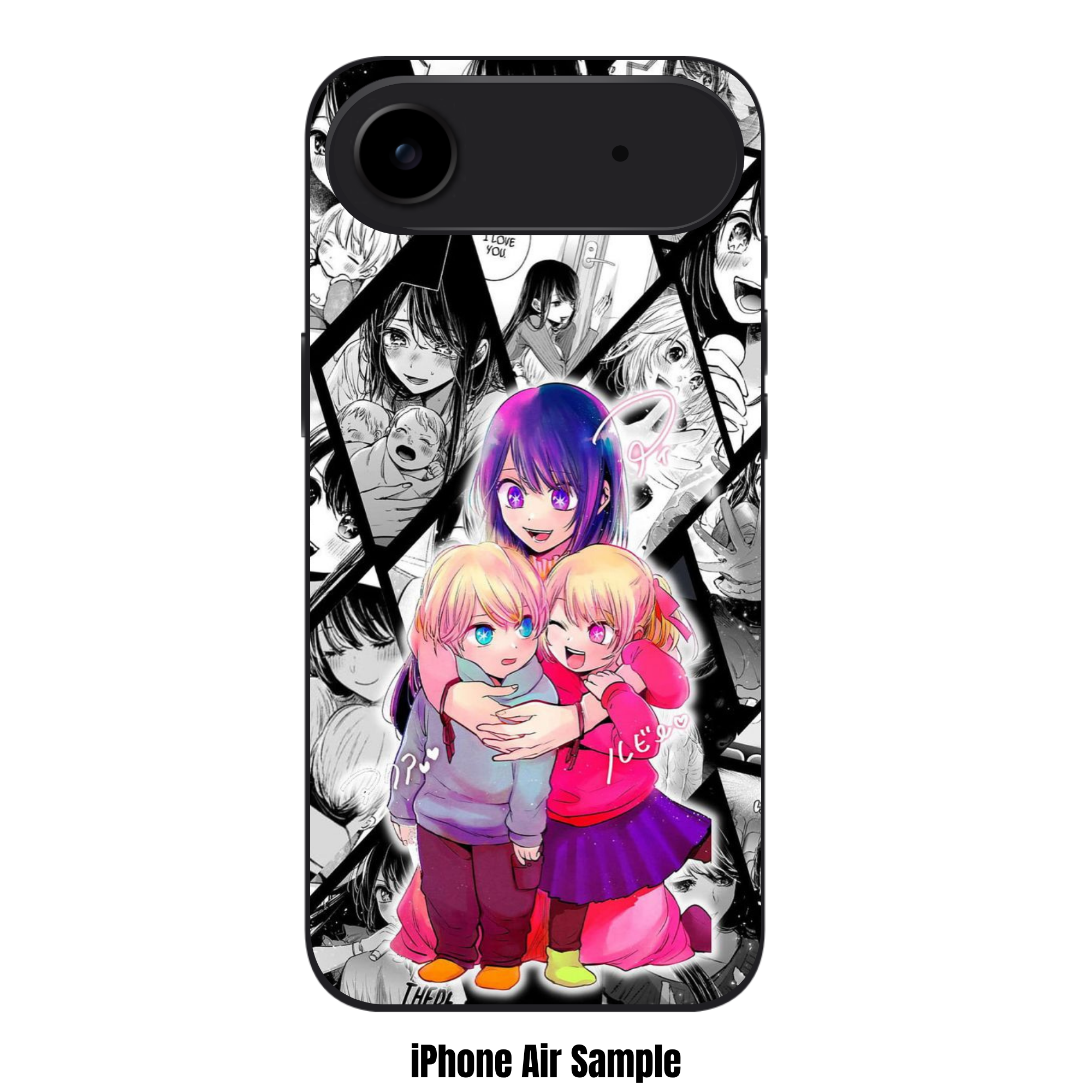 Oshi No Ko Phone Case For iPhone Samsung Galaxy Pixel - The Hoshino Family With Manga Panel Background
