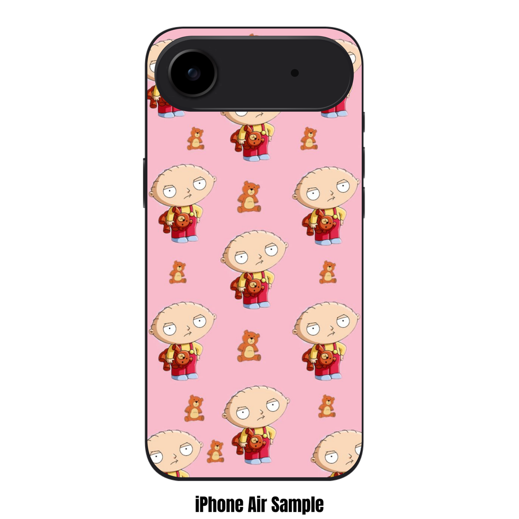 Family Guy Stewie Griffin Phone Case For iPhone Samsung Galaxy Pixel - Stewie Griffin And Rupert Pattern On Pink Background