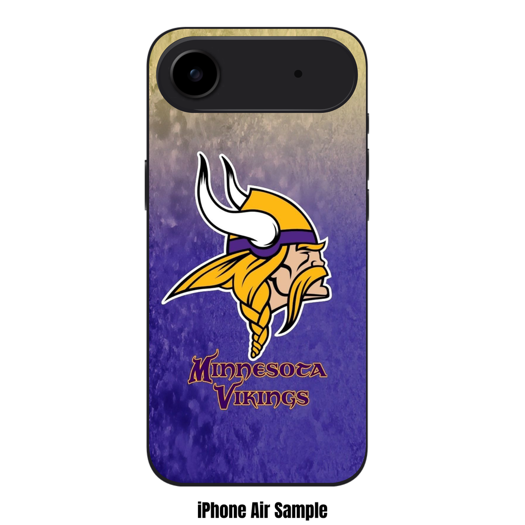 NFL Minnesota Vikings Phone Case For iPhone Samsung Galaxy Pixel - Minnesota Vikings Logo And Wordmark On Purple And Yellow Distressed Background