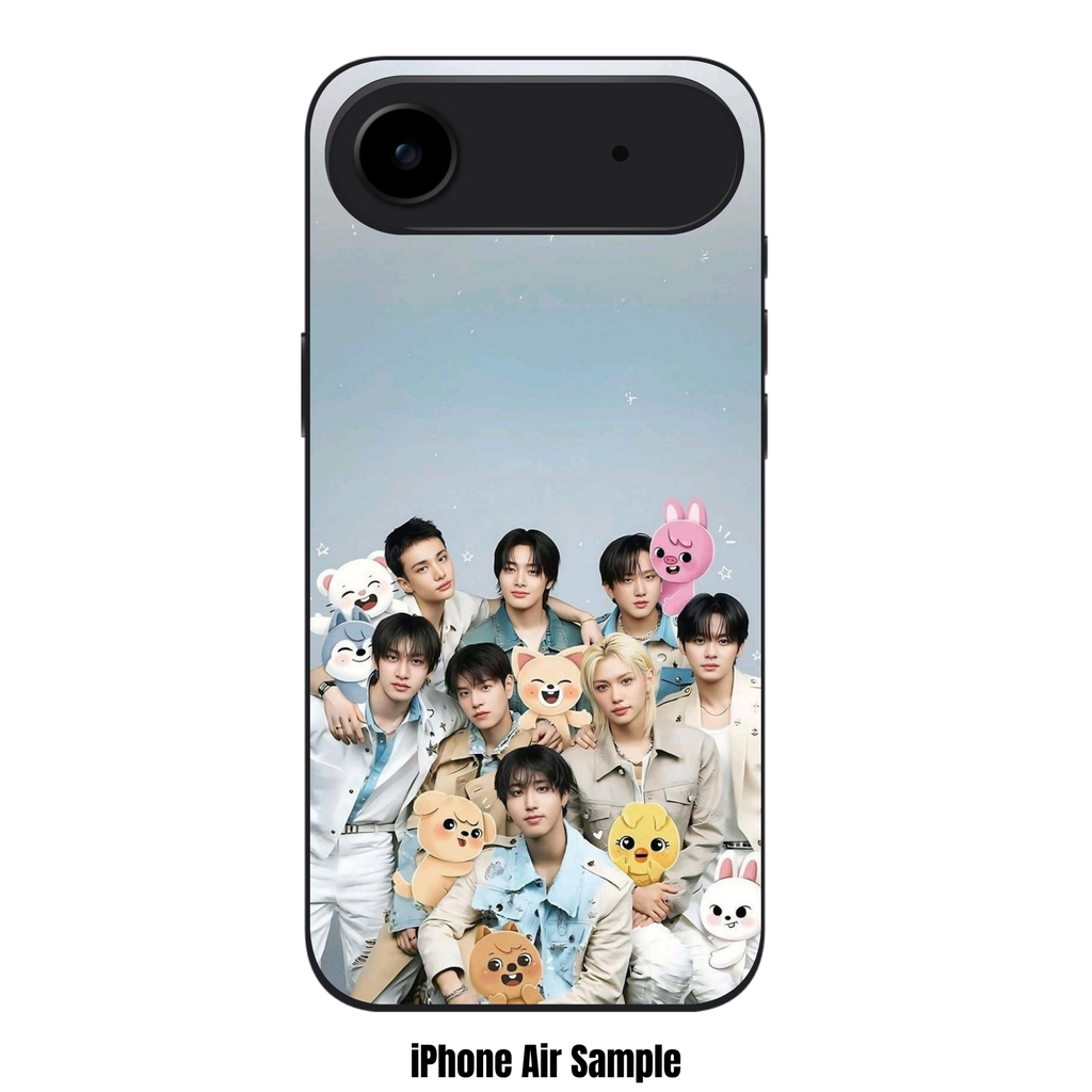 Stray Kids Phone Case For iPhone Samsung Galaxy Pixel - Stray Kids With SKZOO Characters On Muted Blue Background