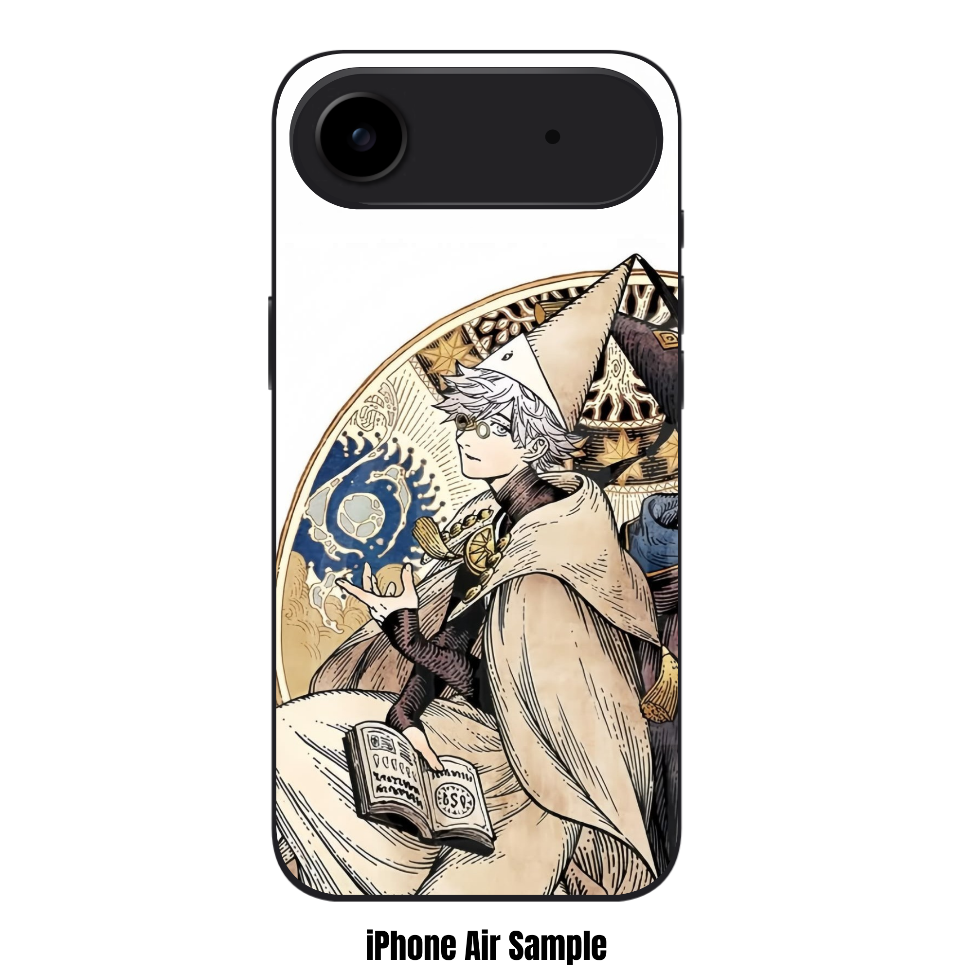 Witch Hat Atelier Qifrey Phone Case For iPhone Samsung Galaxy Pixel - Qifrey Holding Spell Book In Front Of Intricate Circular Frame On White Background