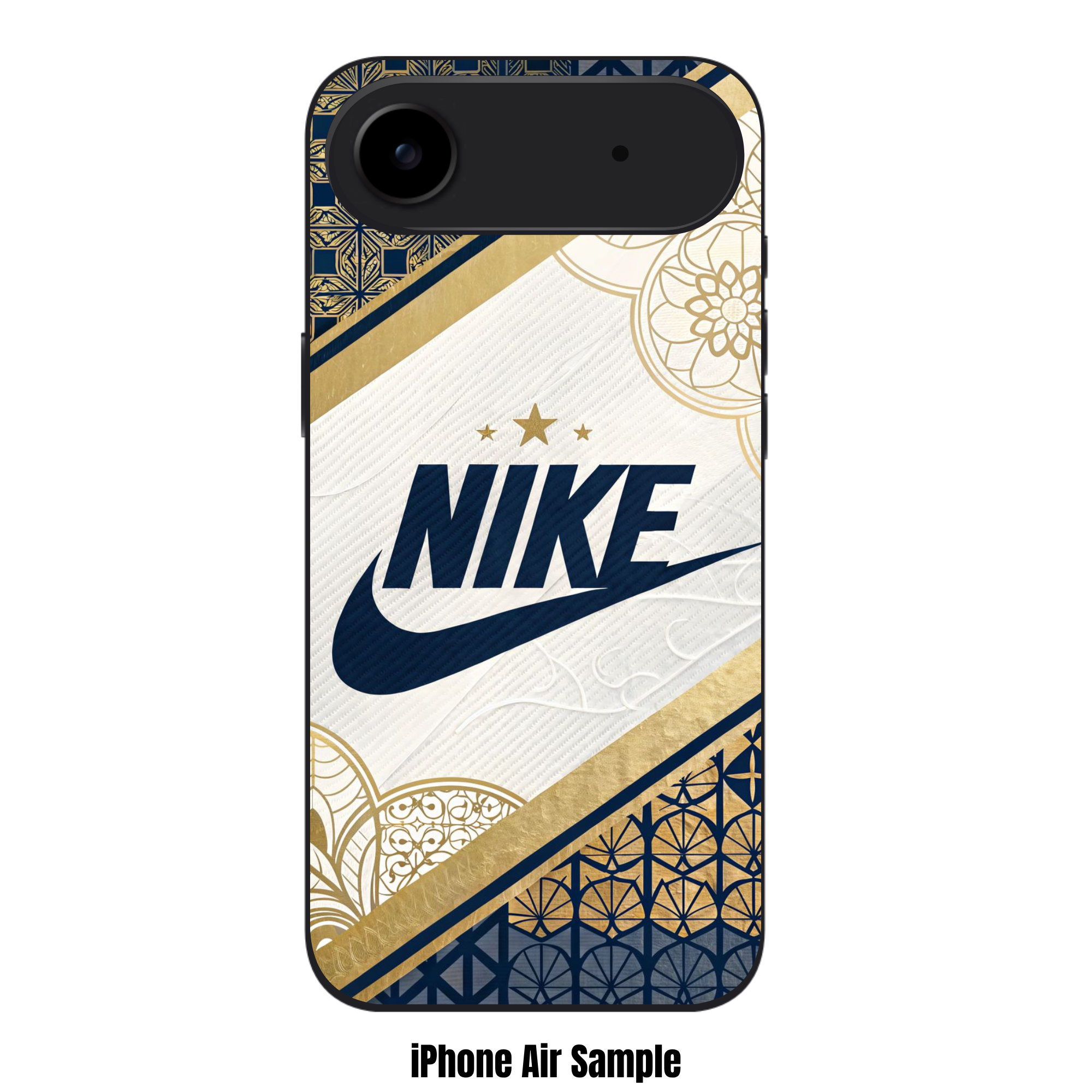 Nike Phone Case For iPhone Samsung Galaxy Pixel - Nike 3D Gold And Navy Geometric Art