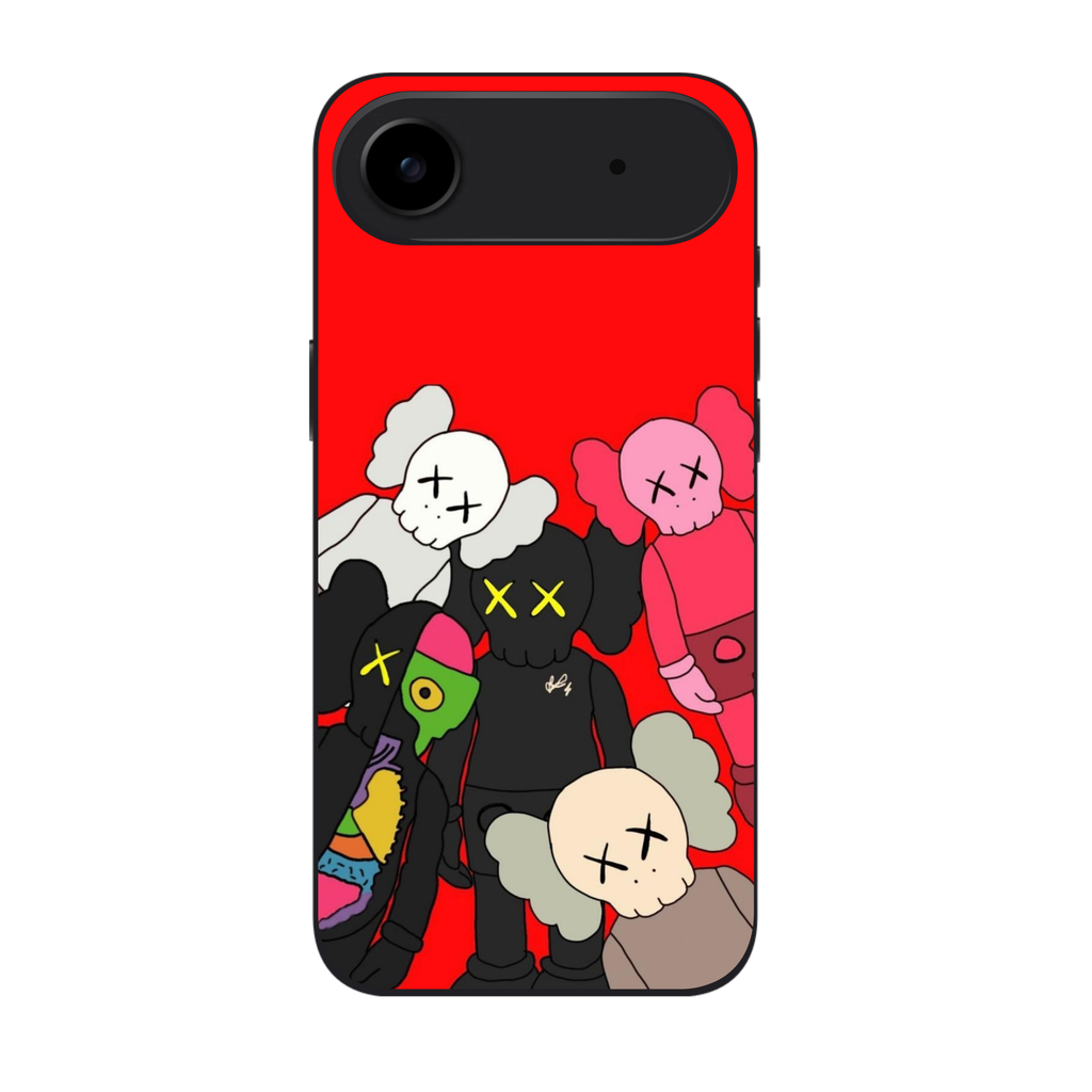 Kaws Phone Case For iPhone Samsung Galaxy Pixel - Kaws Family On Red Background