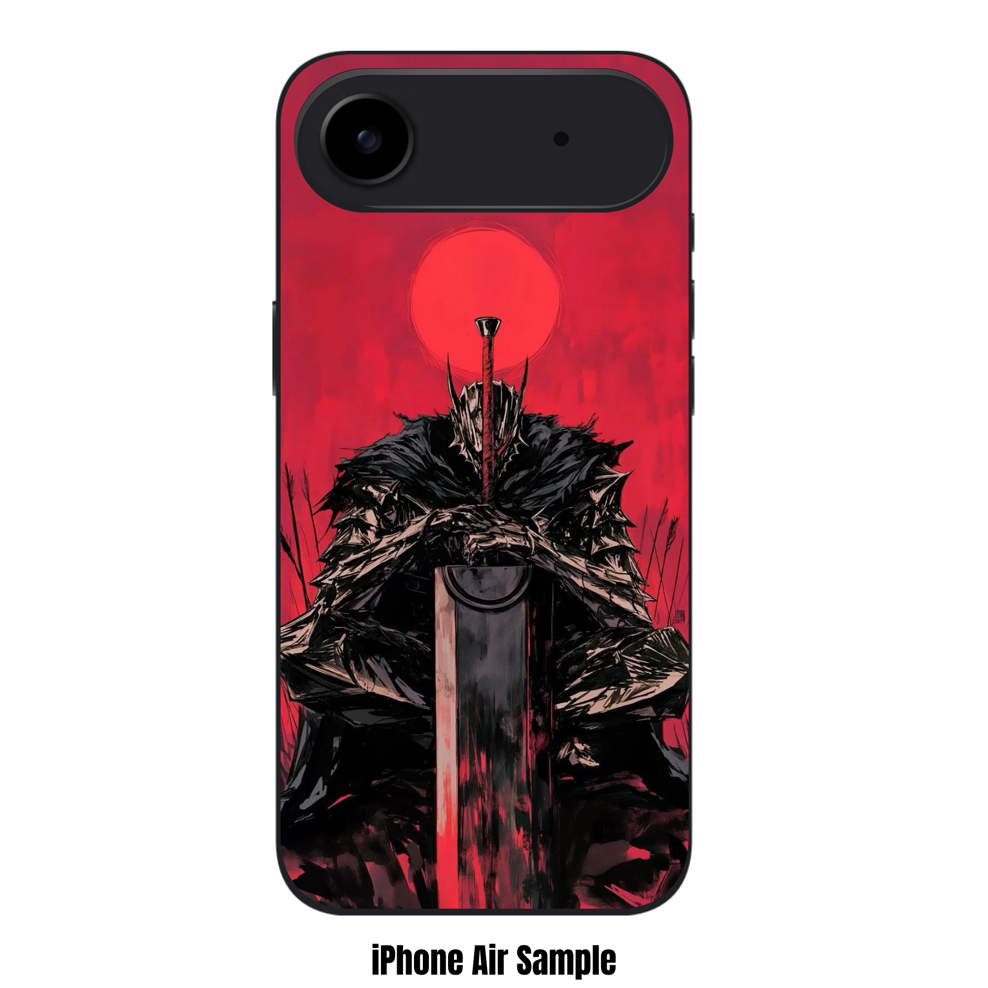 Berserk Guts Phone Case For iPhone Samsung Galaxy Pixel - Guts In Berserker Armor Resting On Dragon Slayer Under Red Moon