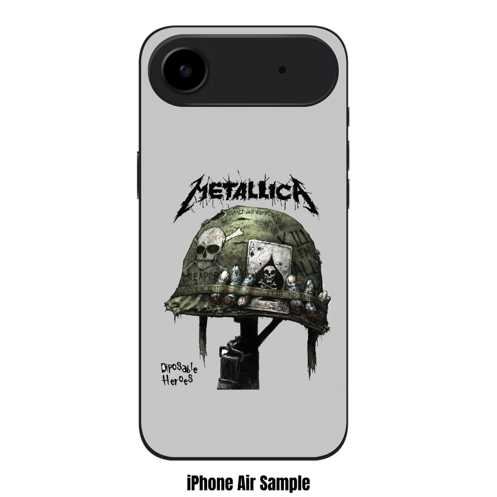 Metallica Phone Case For iPhone Samsung Galaxy Pixel - Metallica Disposable Heroes Helmet On Gray Background