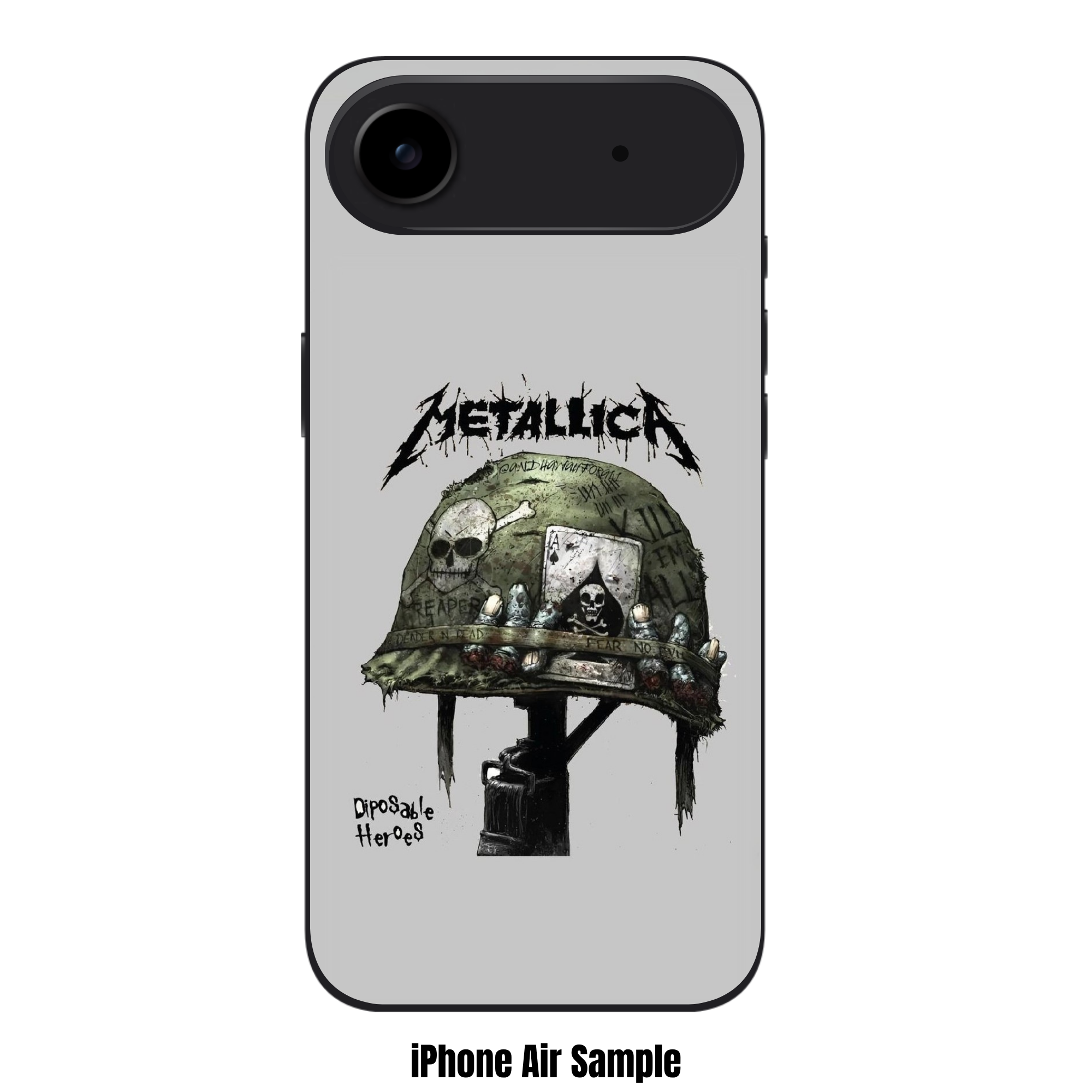 Metallica Phone Case For iPhone Samsung Galaxy Pixel - Metallica Disposable Heroes Helmet On Gray Background