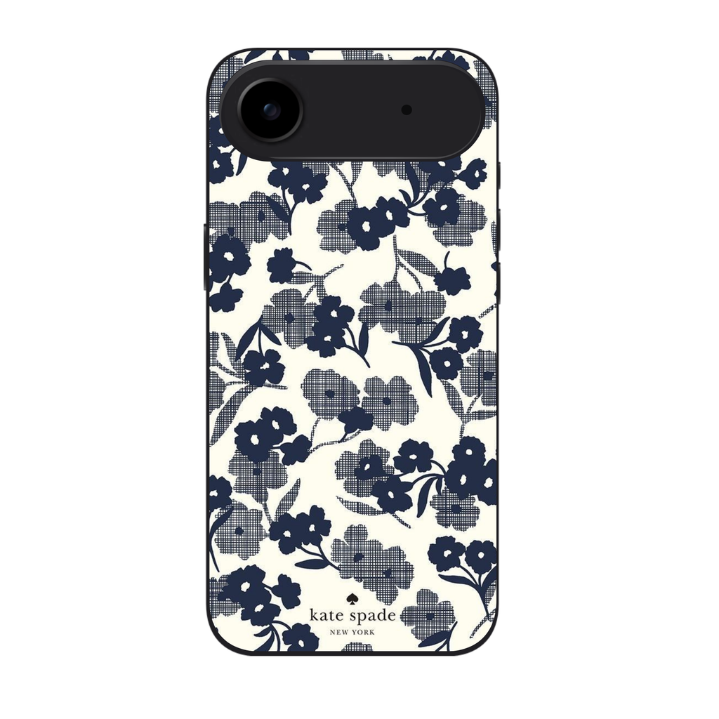 Kate Spade Phone Case For iPhone Samsung Galaxy Pixel - Kate Spade Navy Grid Bloom Pattern