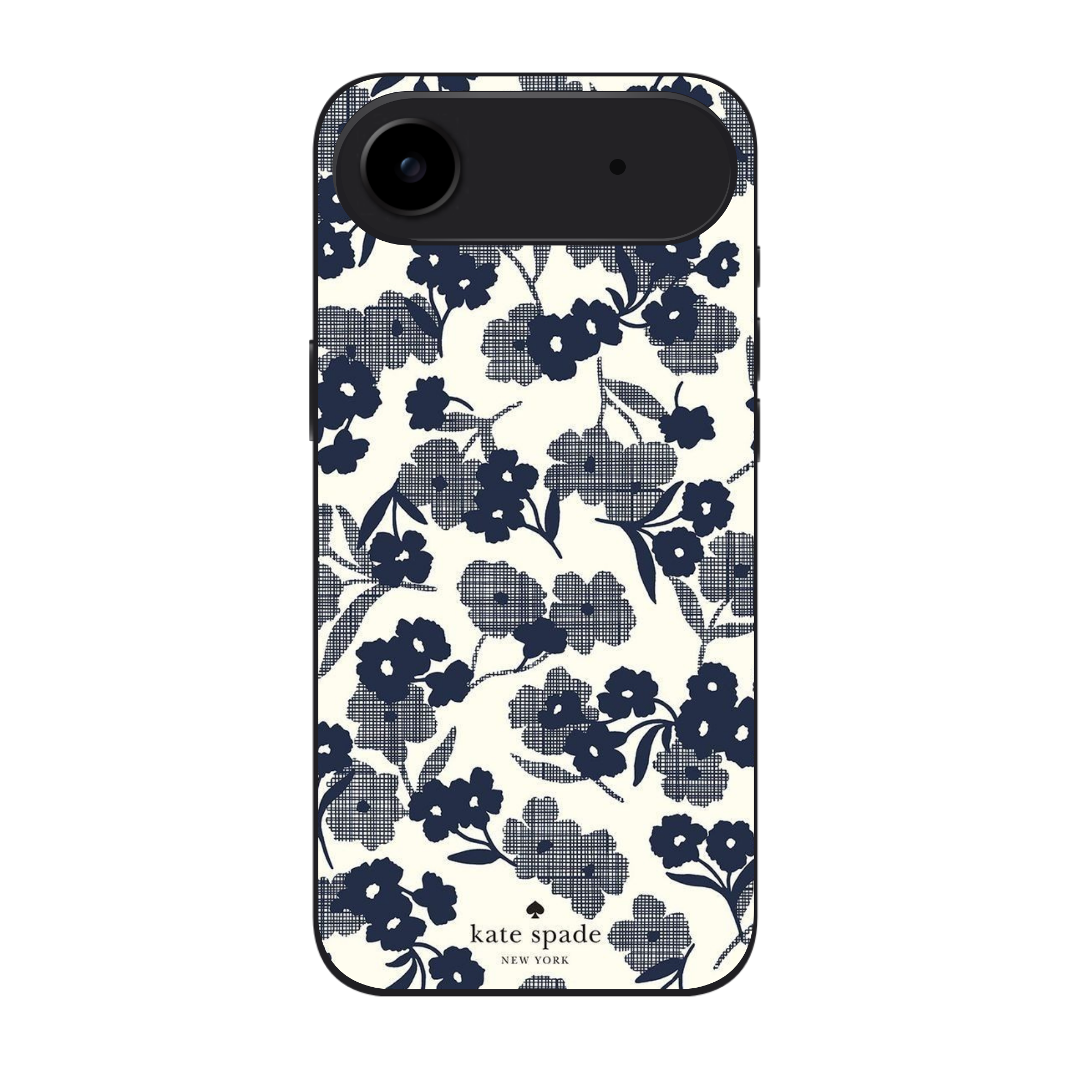 Kate Spade Phone Case For iPhone Samsung Galaxy Pixel - Kate Spade Navy Grid Bloom Pattern