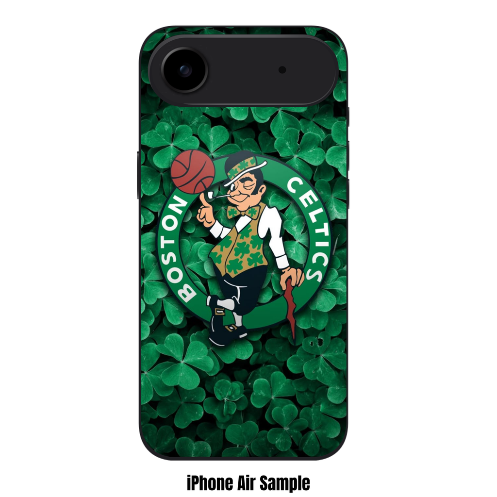 NBA Boston Celtics Phone Case For iPhone Samsung Galaxy Pixel - Boston Celtics Lucky The Leprechaun On Clover Background