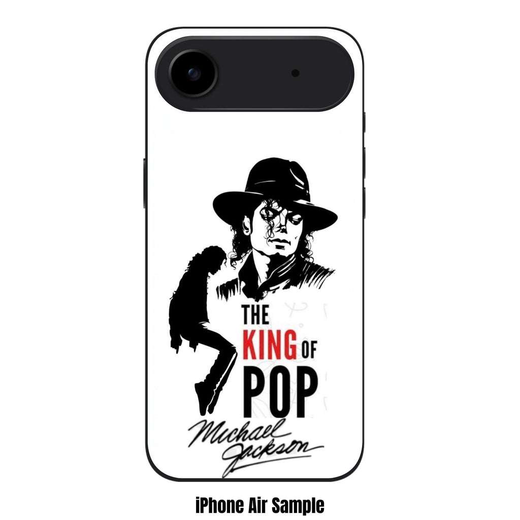Michael Jackson Phone Case For iPhone Samsung Galaxy Pixel - The King Of Pop Title With Michael Jackson Portrait In White Background