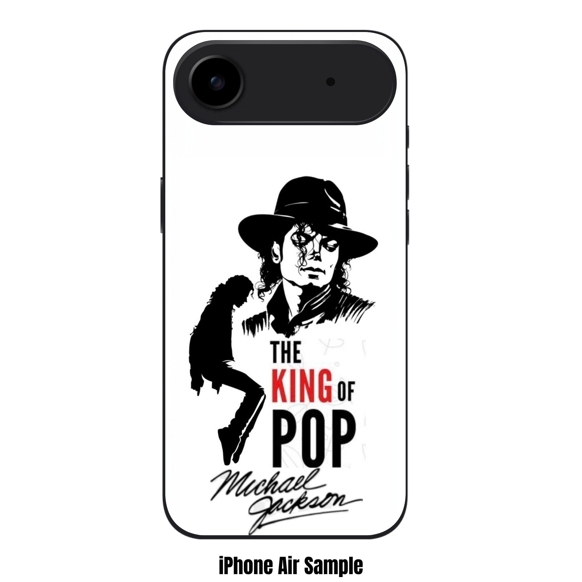 Michael Jackson Phone Case For iPhone Samsung Galaxy Pixel - The King Of Pop Title With Michael Jackson Portrait In White Background