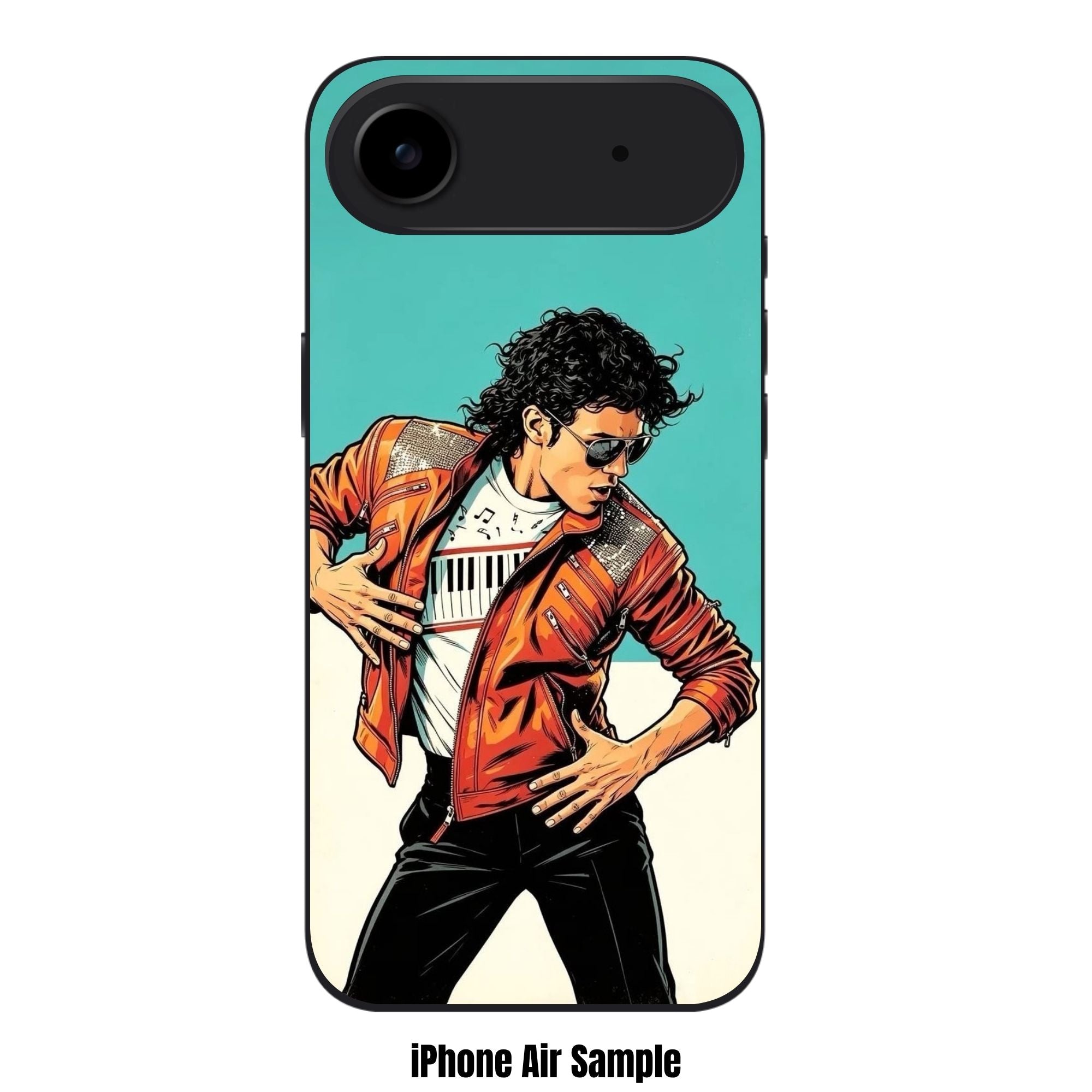 Michael Jackson Phone Case For iPhone Samsung Galaxy Pixel - Michael Jackson Dancing Comic Art In Cyan And White Background