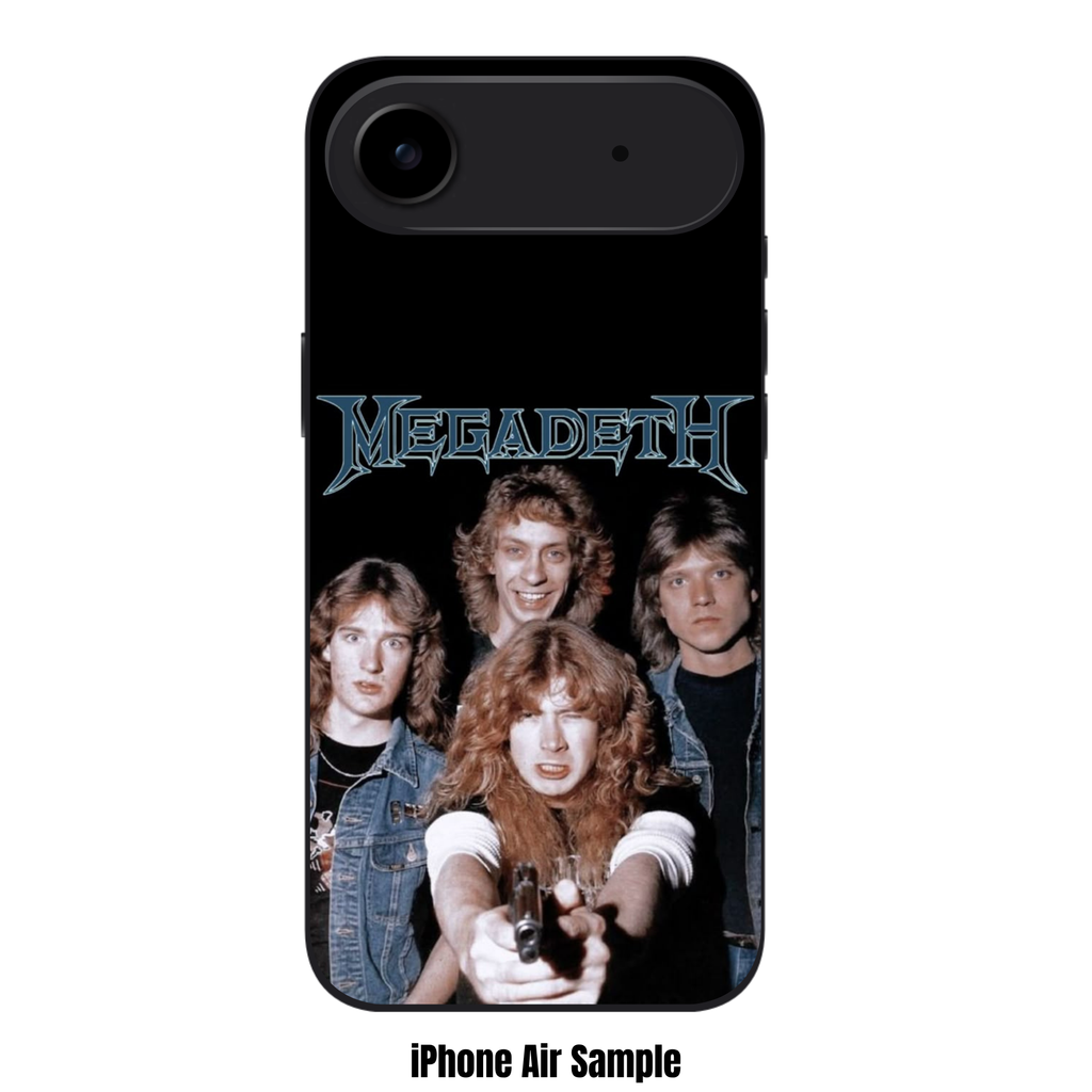 Megadeth Phone Case For iPhone Samsung Galaxy Pixel - Megadeth Band Members And Logo On Black Background Wallpaper