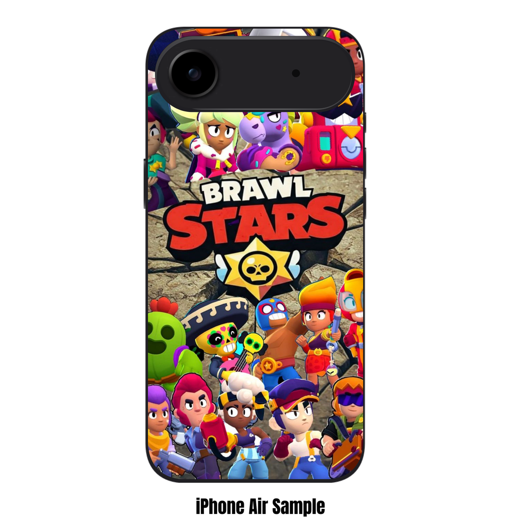 Brawl Stars Phone Case For iPhone Samsung Galaxy Pixel - Brawl Stars Logo And Brawlers Collage On Cracked Rock Background