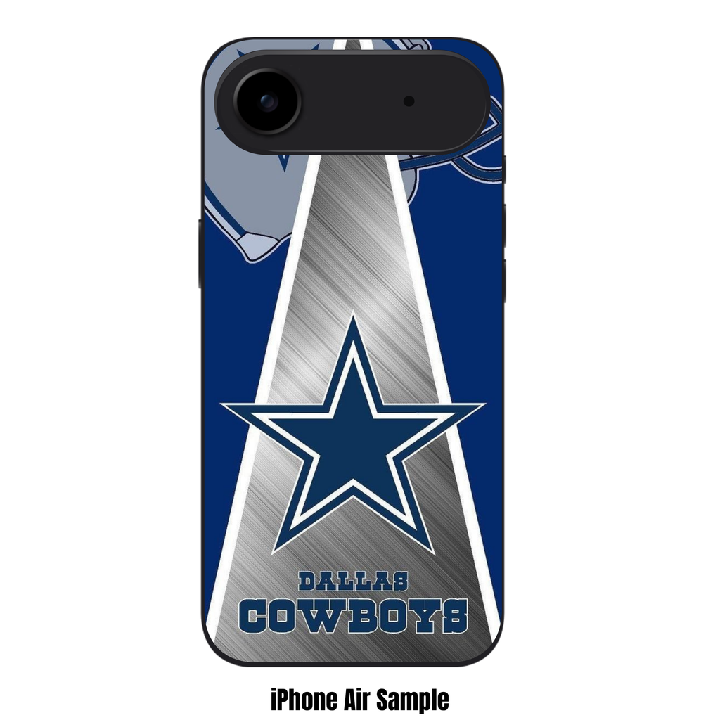 NFL Dallas Cowboys Phone Case For iPhone Samsung Galaxy Pixel - Dallas Cowboys Logo On Silver Metallic Triangle Background