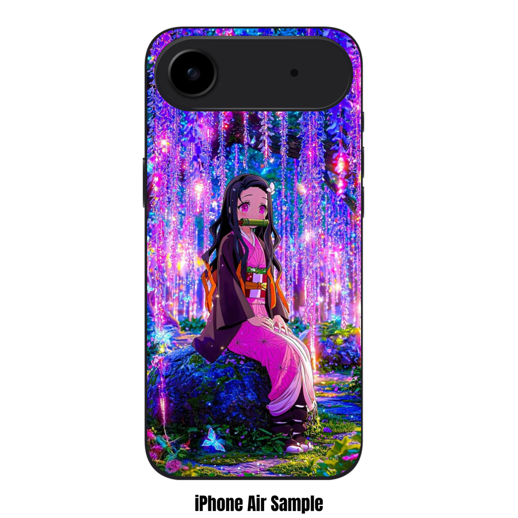 Demon Slayer Nezuko Phone Case For iPhone Samsung Galaxy Pixel - Nezuko Kamado Sitting Under The Glowing Wisteria Art