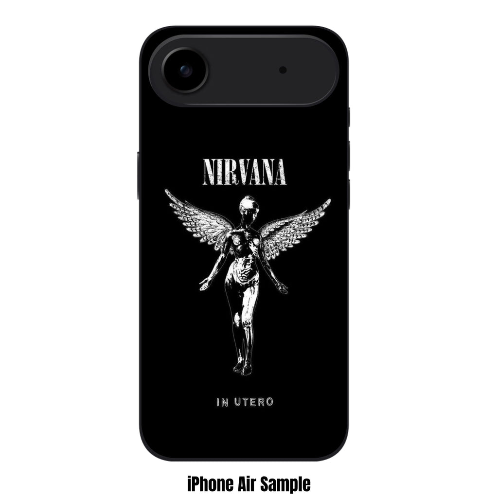 Nirvana Phone Case For iPhone Samsung Galaxy Pixel - Nirvana In Utero Album Angel Graphic In Black Background