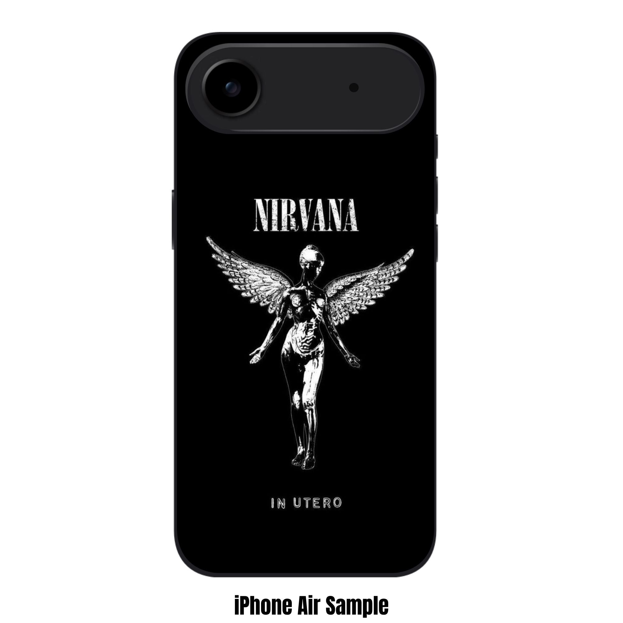 Nirvana Phone Case For iPhone Samsung Galaxy Pixel - Nirvana In Utero Album Angel Graphic In Black Background
