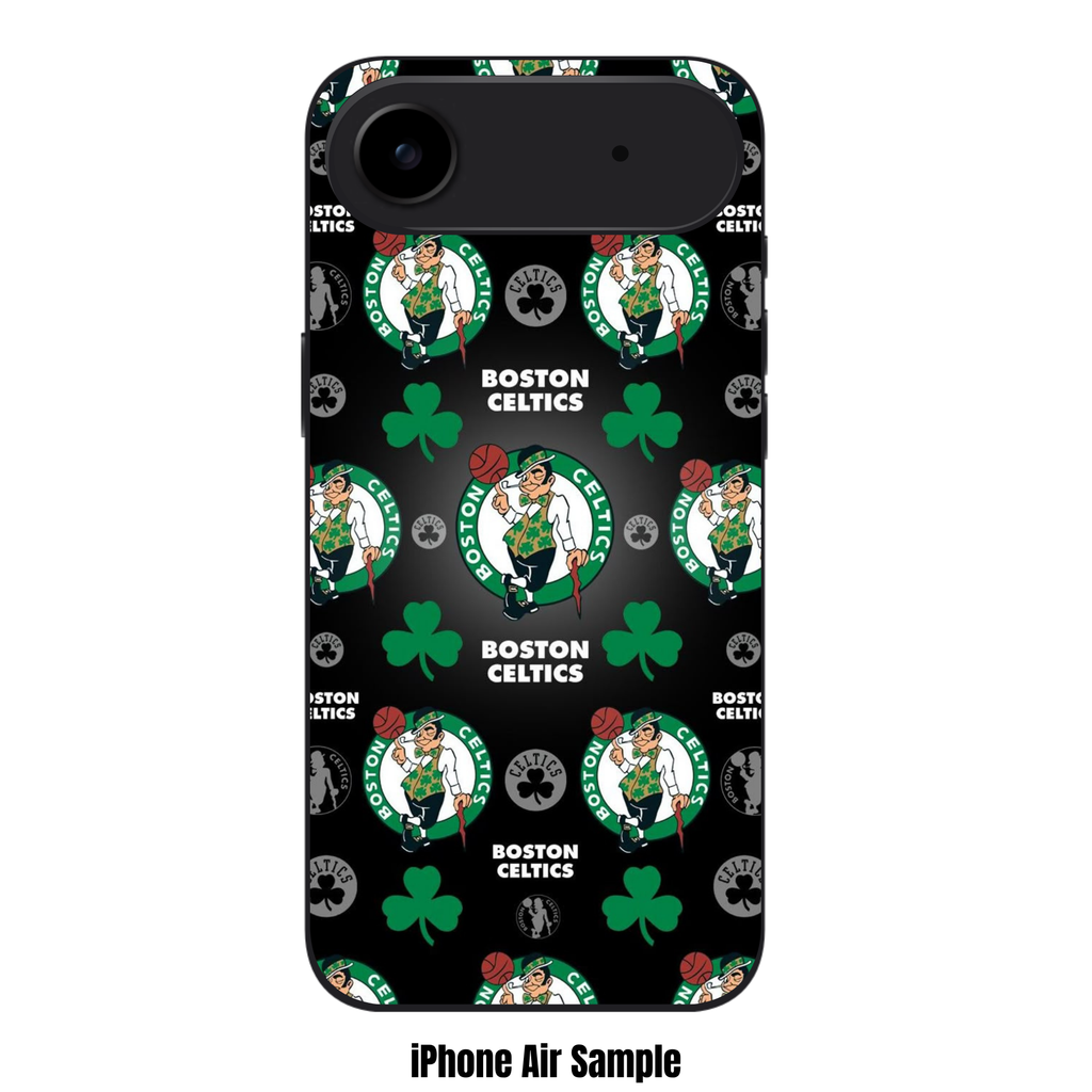 NBA Boston Celtics Phone Case For iPhone Samsung Galaxy Pixel - Boston Celtics The Lucky And Shamrock Pattern On Black Background
