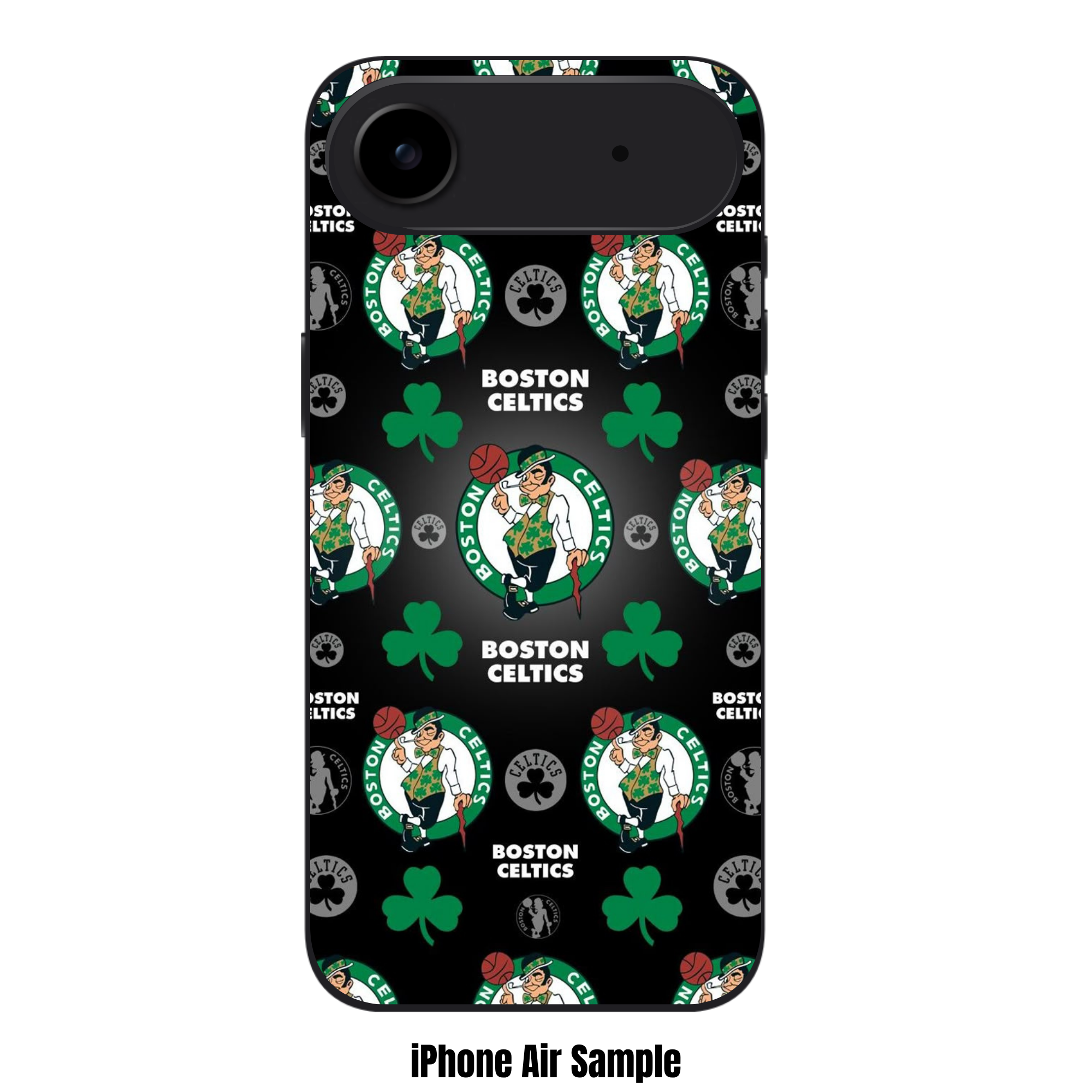 NBA Boston Celtics Phone Case For iPhone Samsung Galaxy Pixel - Boston Celtics The Lucky And Shamrock Pattern On Black Background