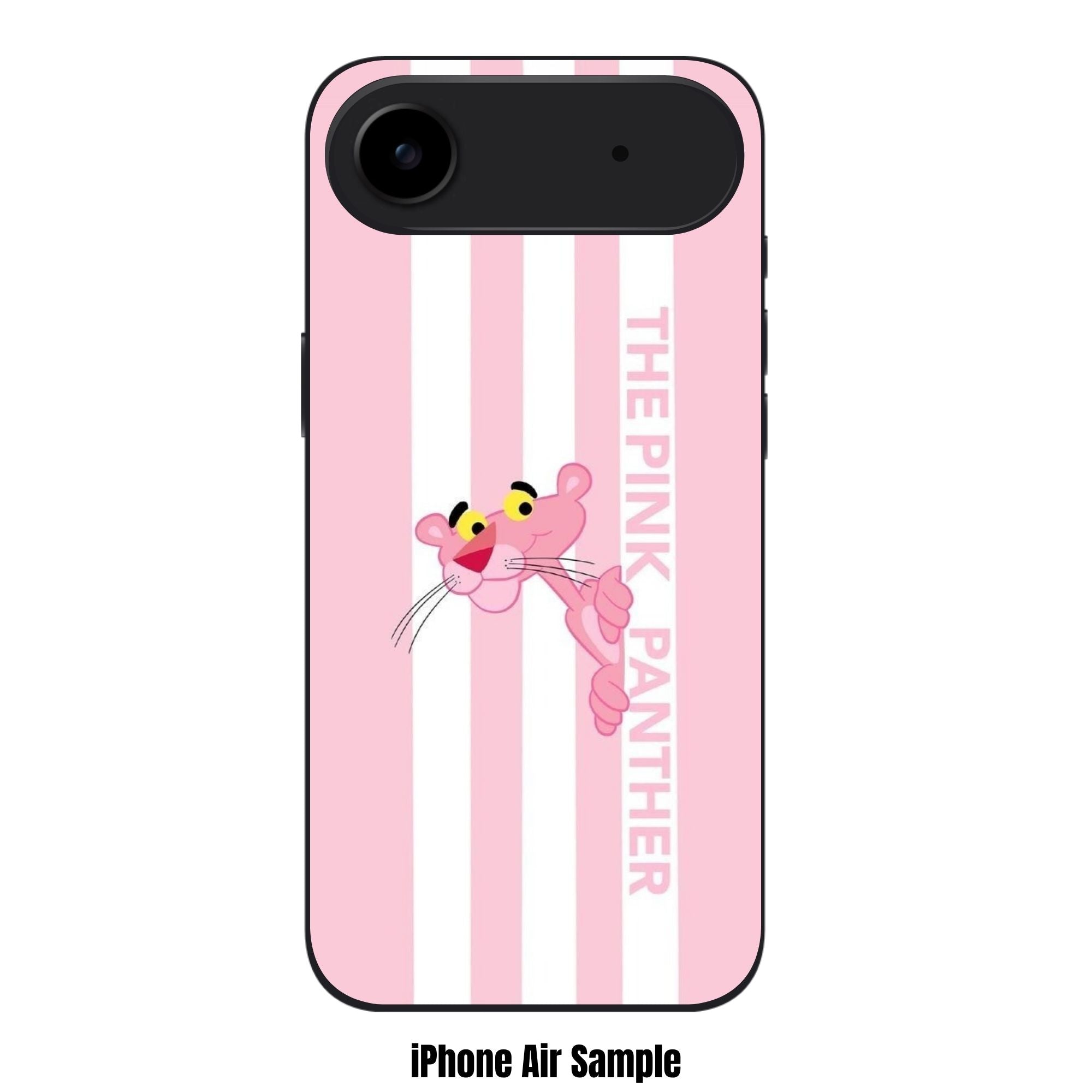 Pink Panther Phone Case For iPhone Samsung Galaxy Pixel - Pink Panther Peeking Behind White Stripes In Pink Background