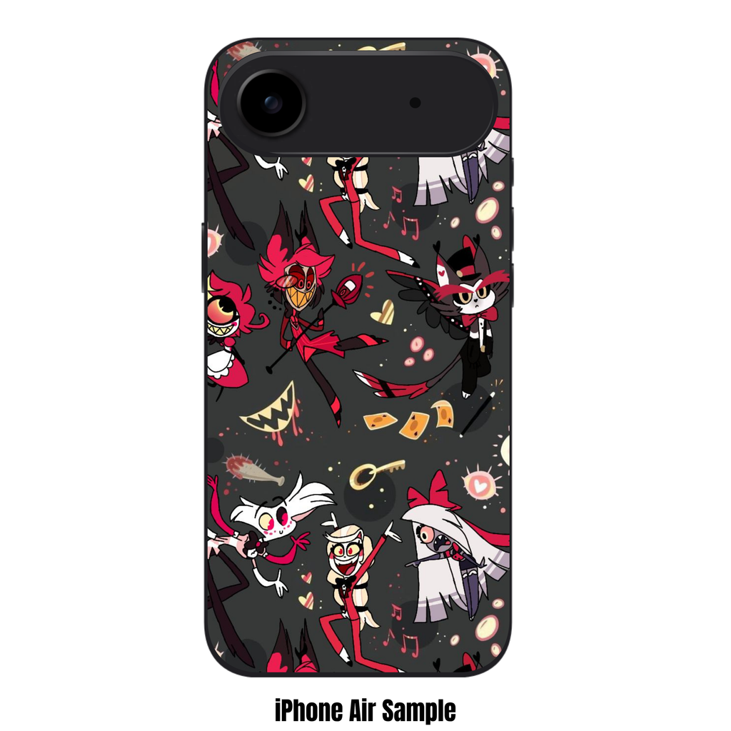 Hazbin Hotel Phone Case For iPhone Samsung Galaxy Pixel - Hazbin Hotel Cast Pattern On Dark Background
