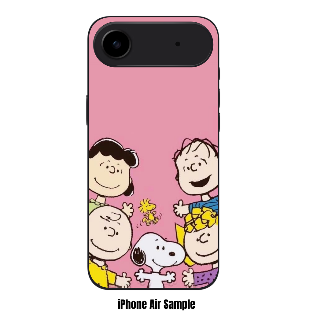 Peanuts Snoopy Phone Case For iPhone Samsung Galaxy Pixel - Peanuts Snoopy And Friends Smiling Together On Pink Background