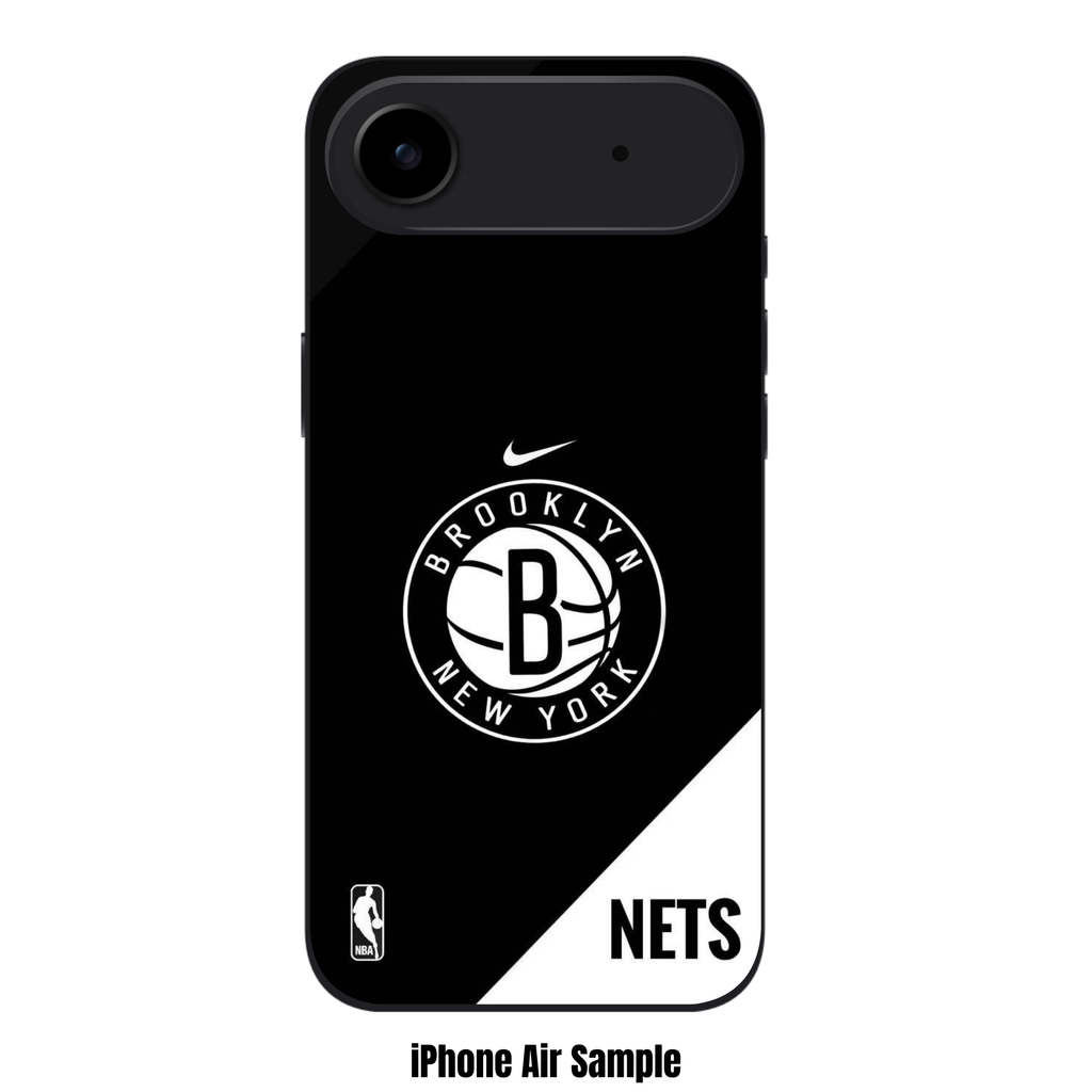 NBA Brooklyn Nets Phone Case For iPhone Samsung Galaxy Pixel - Brooklyn Nets And Nike Logo On Black And White Background