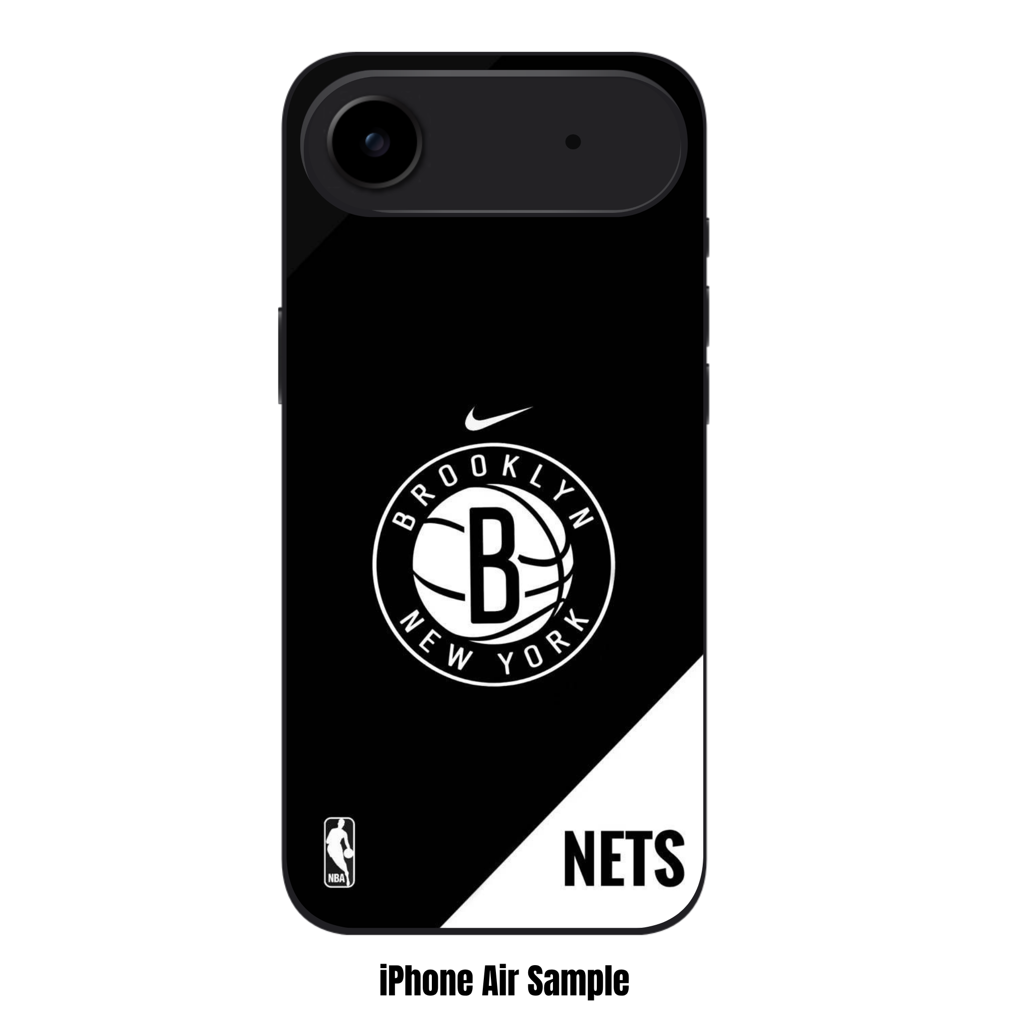 NBA Brooklyn Nets Phone Case For iPhone Samsung Galaxy Pixel - Brooklyn Nets And Nike Logo On Black And White Background