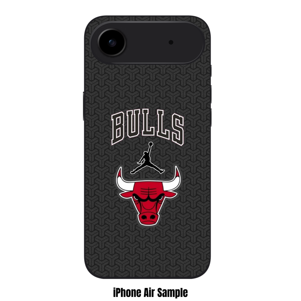 NBA Chicago Bulls Phone Case For iPhone Samsung Galaxy Pixel - Chicago Bulls Logo And Jumpman On Textured Black Background
