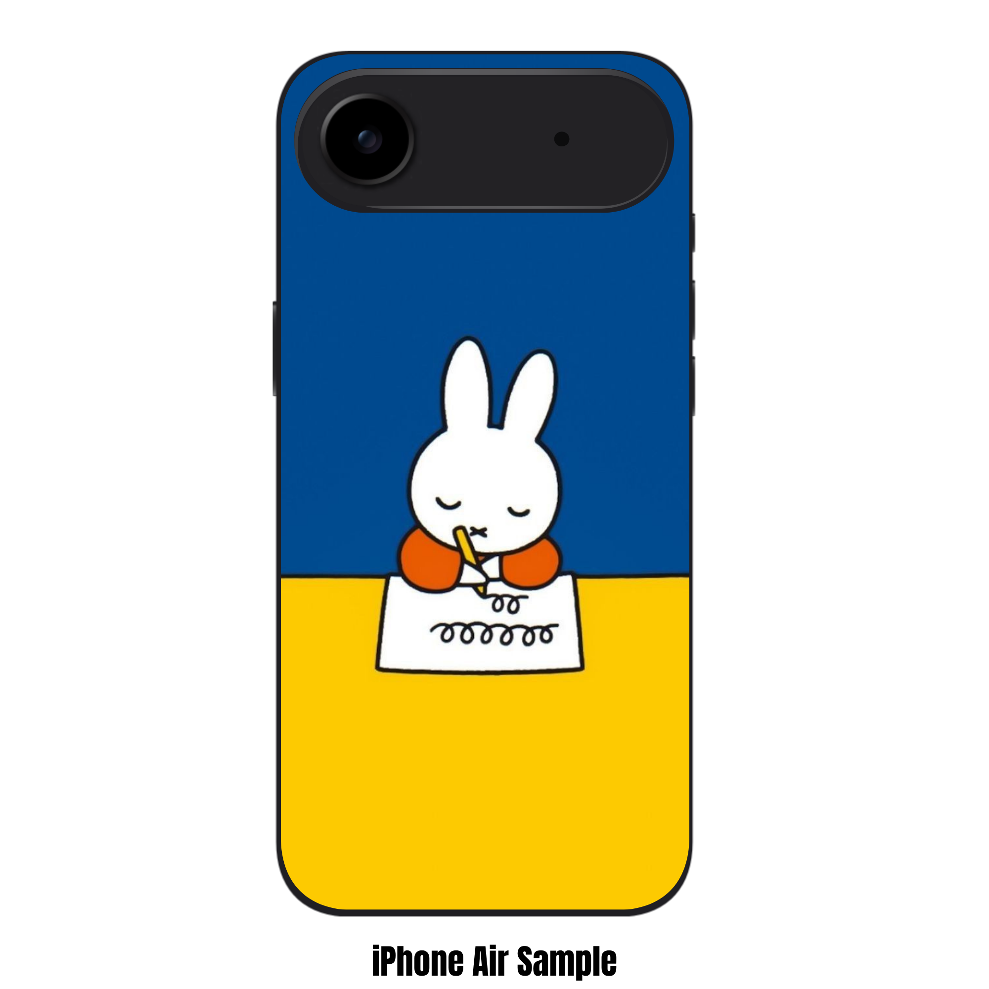 Miffy Phone Case For iPhone Samsung Galaxy Pixel - Miffy Writing In Blue And Yellow Background