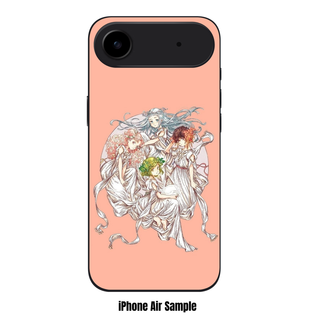 Witch Hat Atelier Phone Case For iPhone Samsung Galaxy Pixel - Witch Hat Atelier Group Portrait In Front Of Circular White Frame On Peach Background