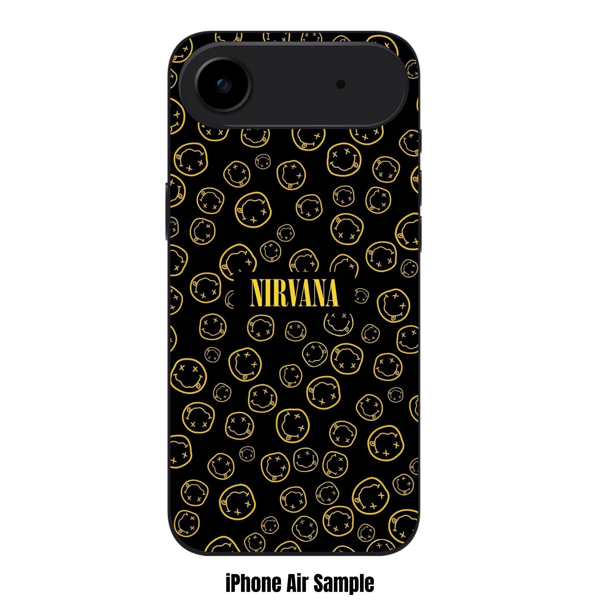 Nirvana Phone Case For iPhone Samsung Galaxy Pixel - Nirvana Smiley Face Repeated Logo Pattern In Black Background