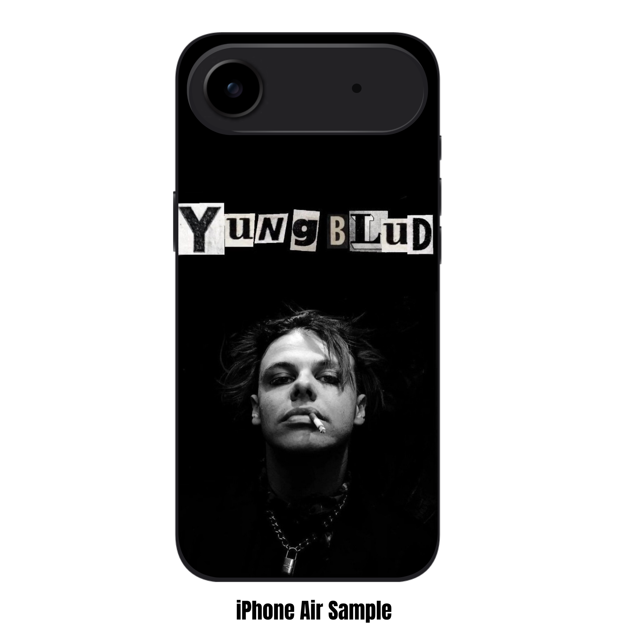 Yungblud Phone Case For iPhone Samsung Galaxy Pixel - Yungblud Ransom Note Style Text Banner Over Smoking Portrait On Black Background