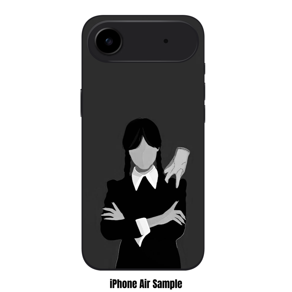 Wednesday Phone Case For iPhone Samsung Galaxy Pixel - Wednesday Addams And Thing Minimalist Illustration On Dark Gray Background