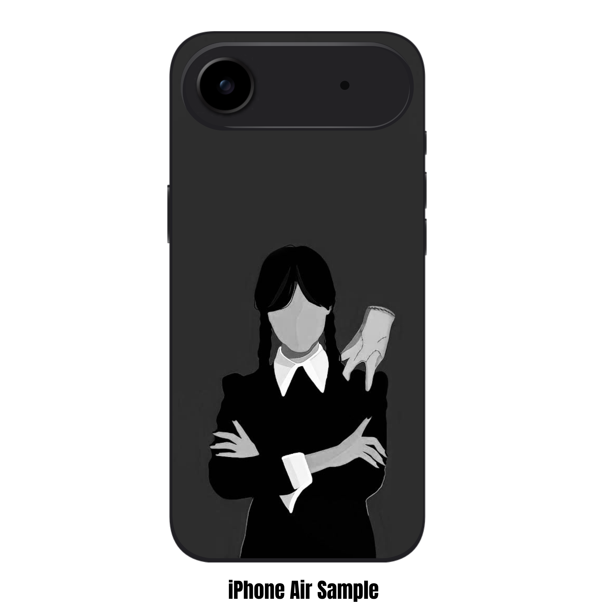 Wednesday Phone Case For iPhone Samsung Galaxy Pixel - Wednesday Addams And Thing Minimalist Illustration On Dark Gray Background