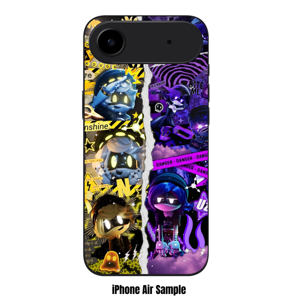 Murder Drones Phone Case For iPhone Samsung Galaxy Pixel - N And Uzi Aesthetic Collage On Split Background