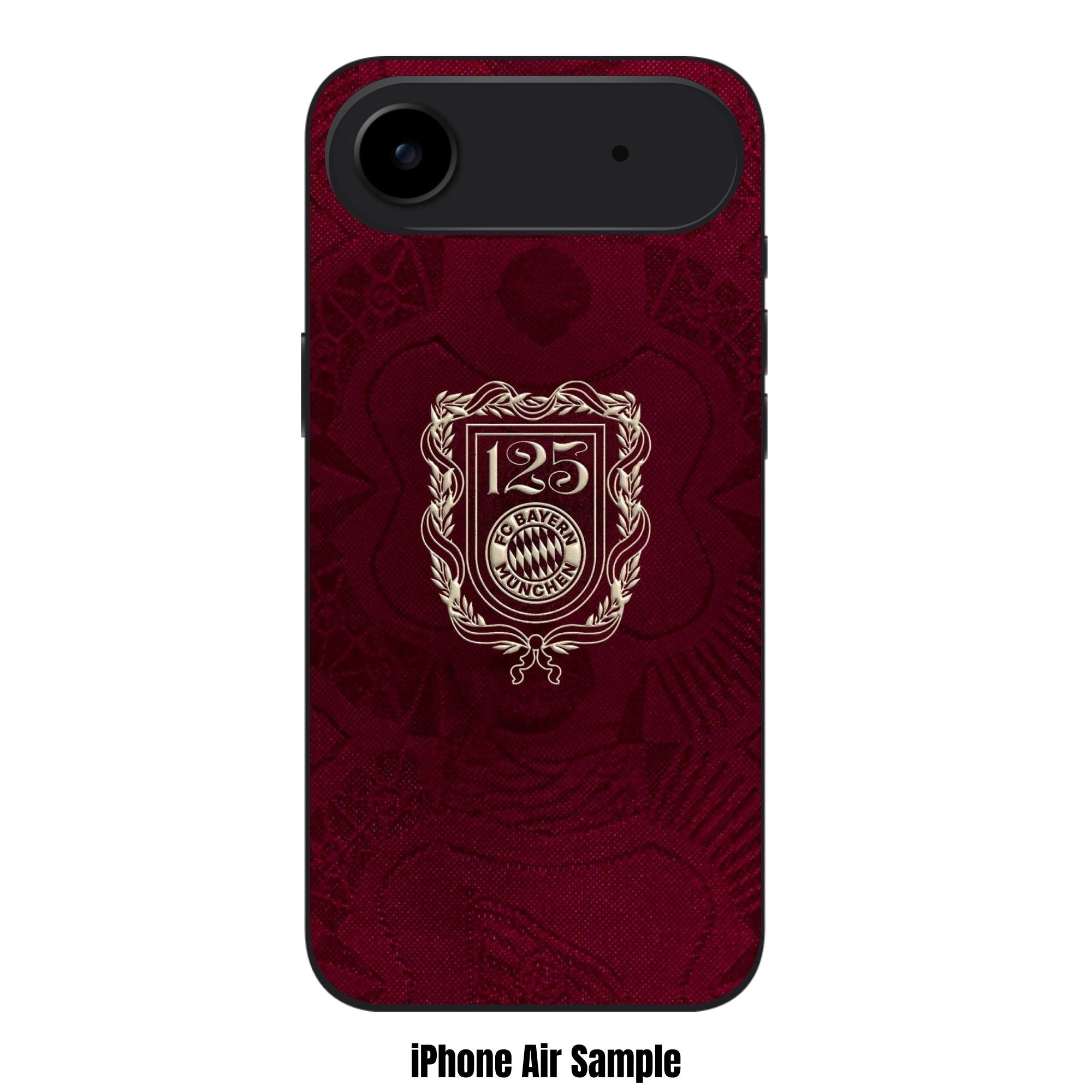 FC Bayern Munich Phone Case For iPhone Samsung Galaxy Pixel - FC Bayern Munich 125 Years Anniversary Crest On Textured Burgundy Background