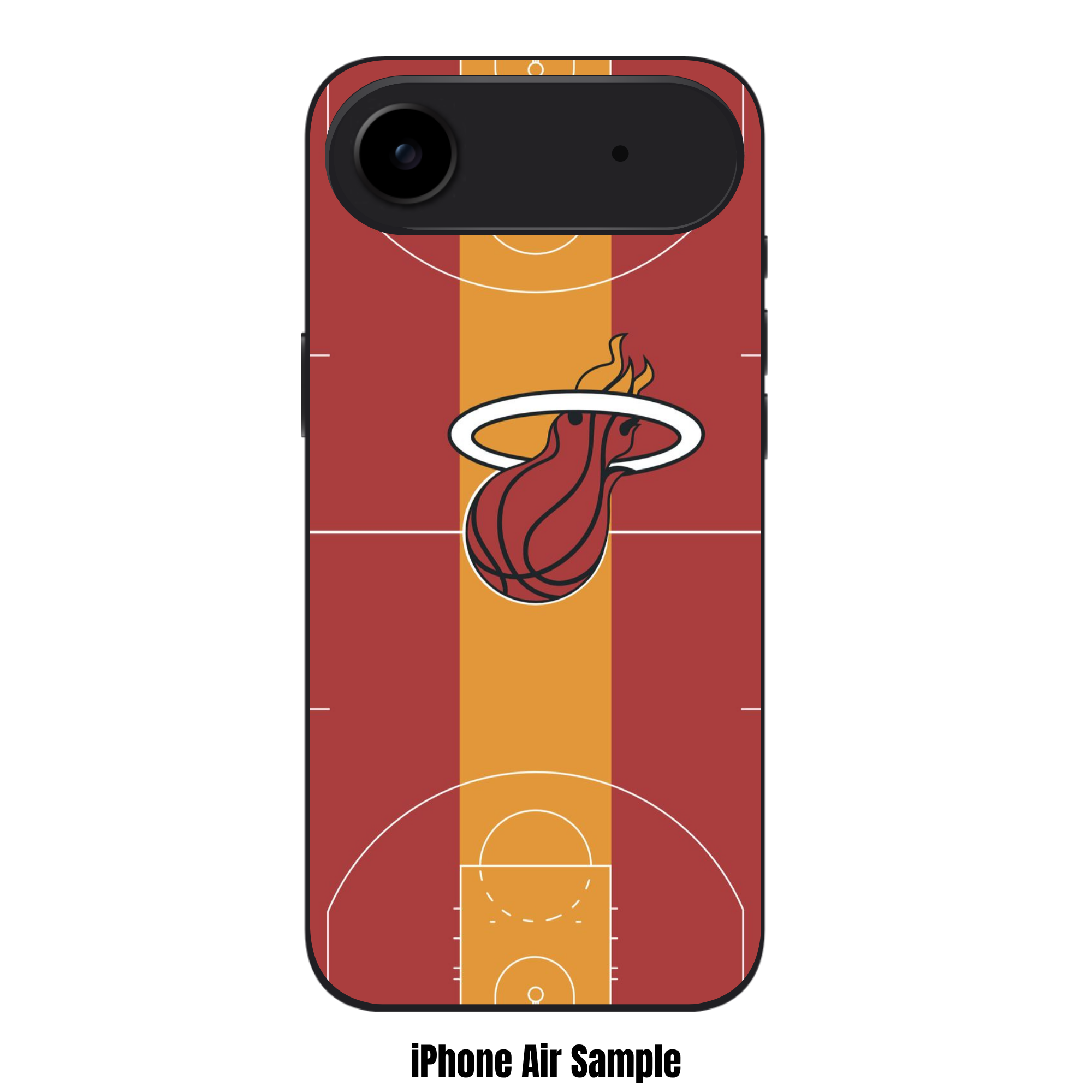 NBA Miami Heat Phone Case For iPhone Samsung Galaxy Pixel - Miami Heat Logo On Maroon And Yellow Basketball Court Art